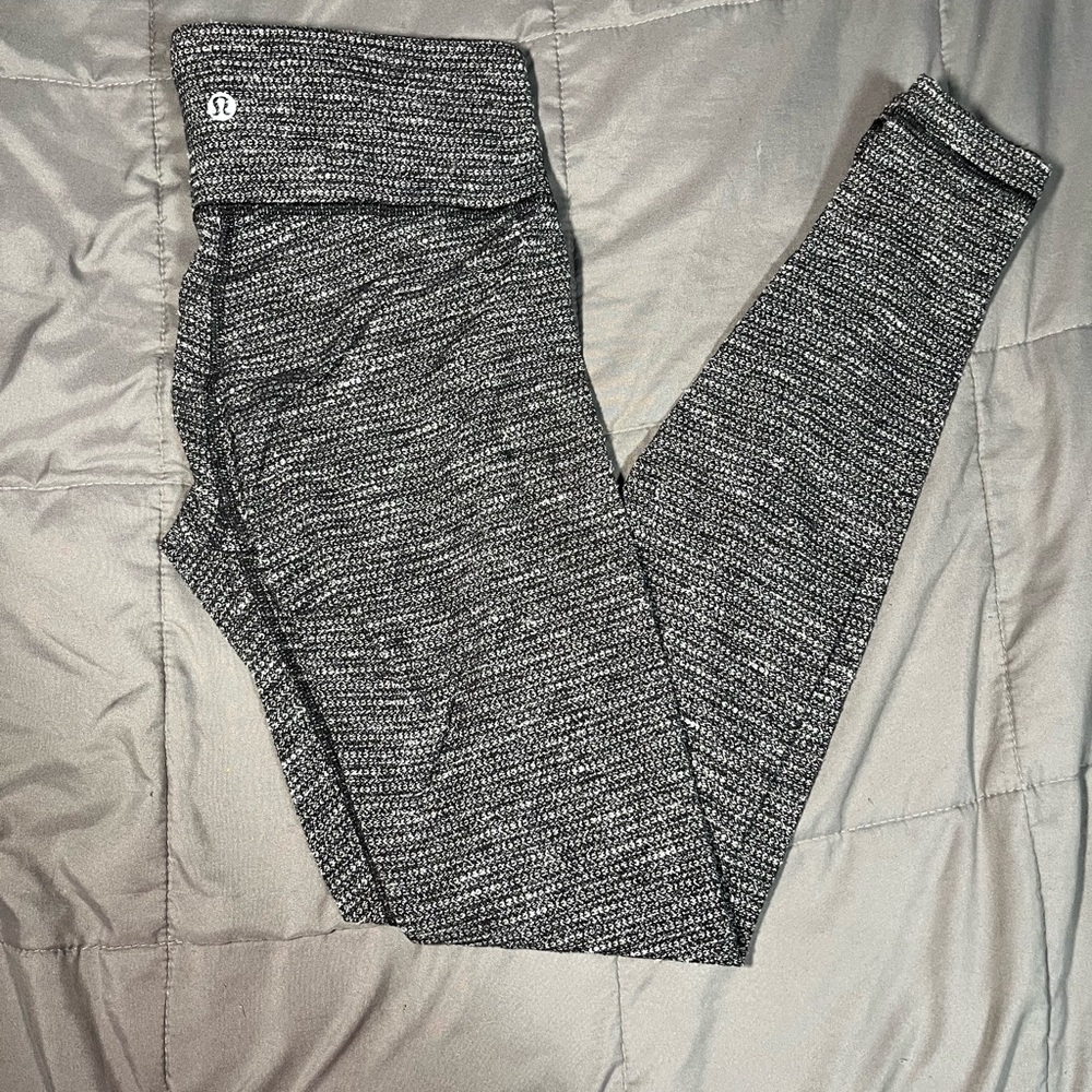 Lululemon Wunder Under Leggings Womens 6 Hi Rise Herringbone Black Activewear‎